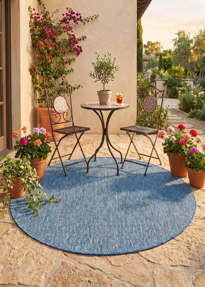 5' 3 x 5' 3 Easy-Clean Solid Indoor / Outdoor Round Rug