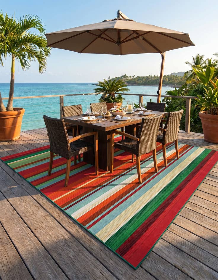 Detail image of 7' 10 x 10' Easy-Clean Modern Indoor / Outdoor Rug