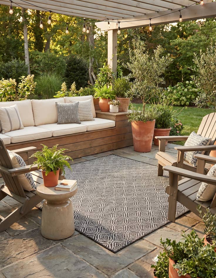 Detail image of 6' x 6' Easy-Clean Trellis Indoor / Outdoor Square Rug