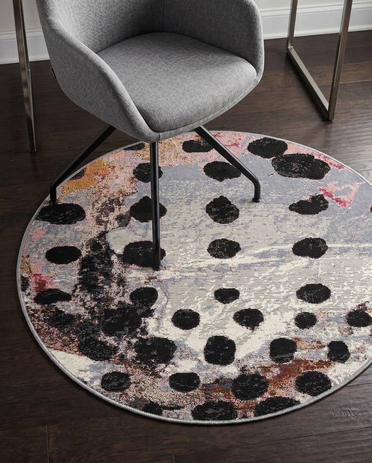 Detail image of 3' x 3' Easy-Clean Modern Indoor / Outdoor Round Rug