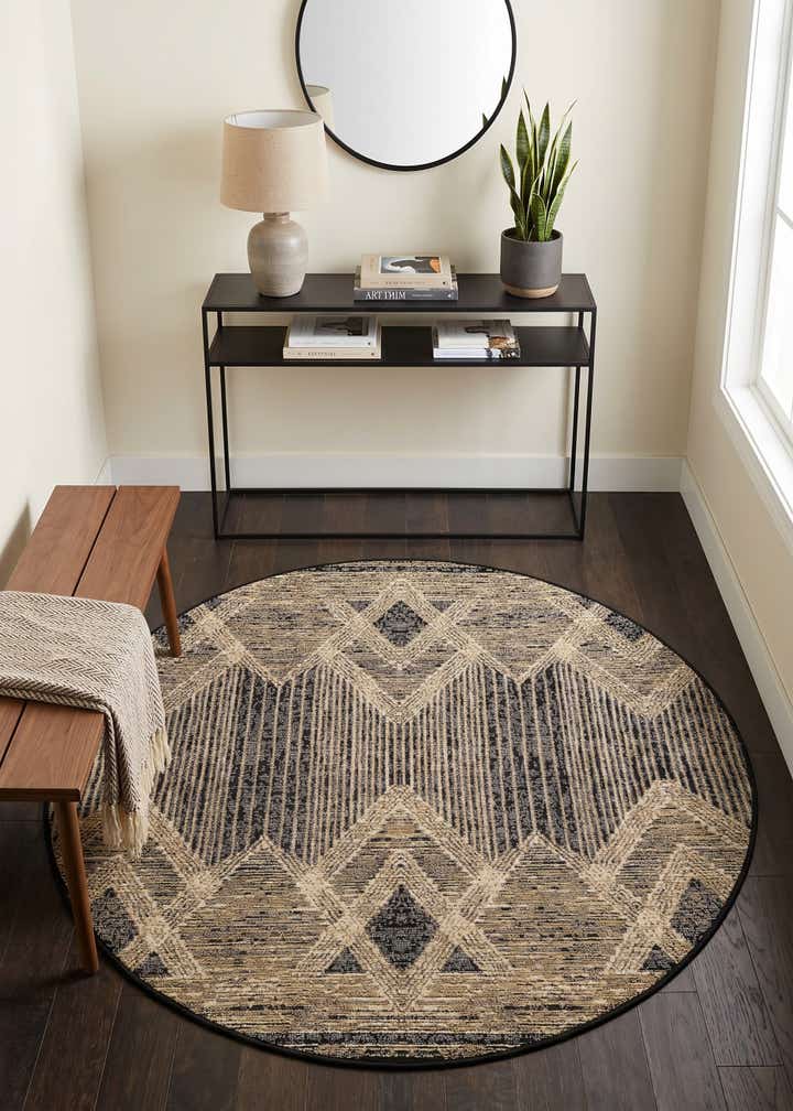 4' x 4' Easy-Clean Modern Indoor / Outdoor Round Rug
