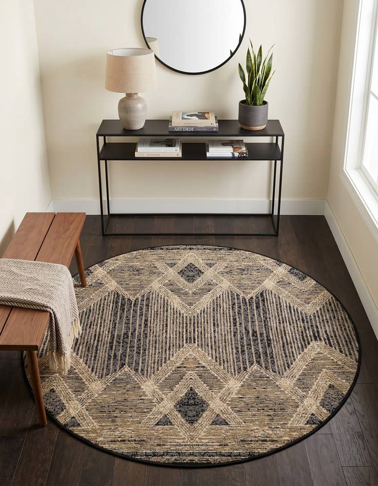 Detail image of 4' x 4' Easy-Clean Modern Indoor / Outdoor Round Rug