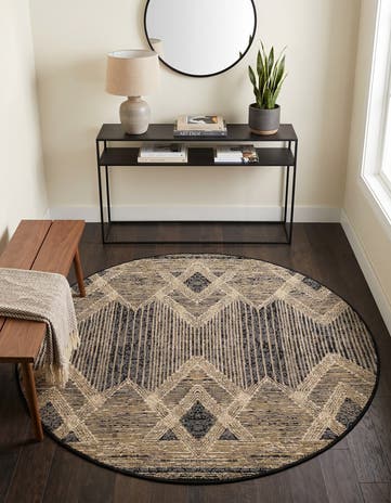 4' x 4' Easy-Clean Modern Indoor / Outdoor Round Rug