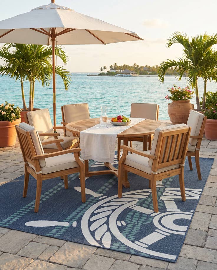 Detail image of 7' 10 x 10' Easy-Clean Coastal Indoor / Outdoor Rug
