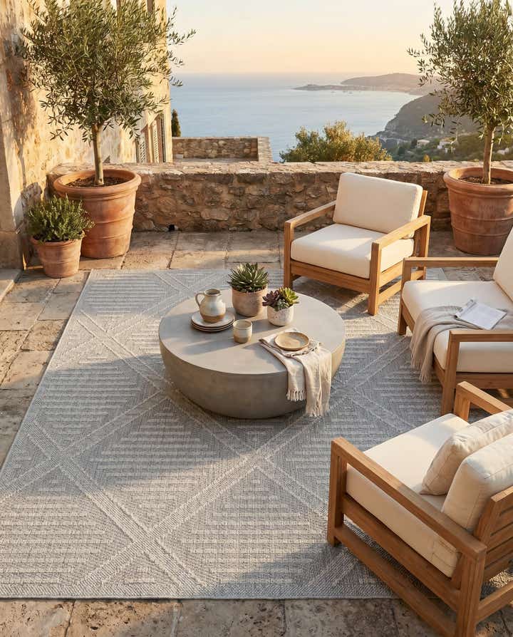 7' 10 x 7' 10 Easy-Clean Trellis Indoor / Outdoor Square Rug