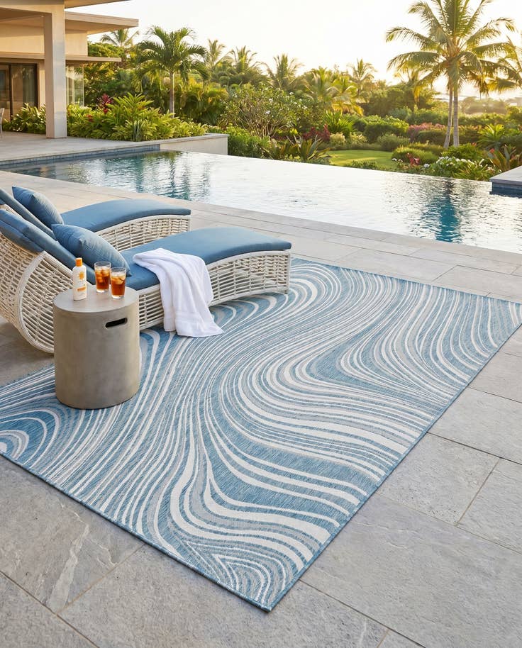 Detail image of 7' x 10' Easy-Clean Modern Indoor / Outdoor Rug