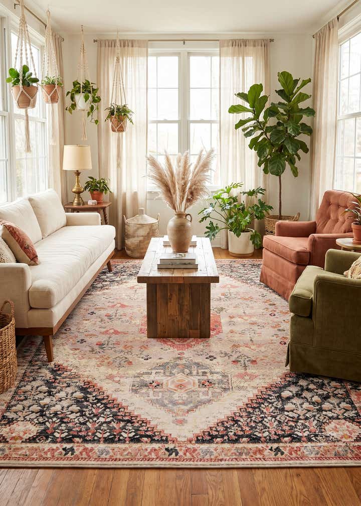 9' x 12' Easy-Clean Traditional Indoor / Outdoor Rug