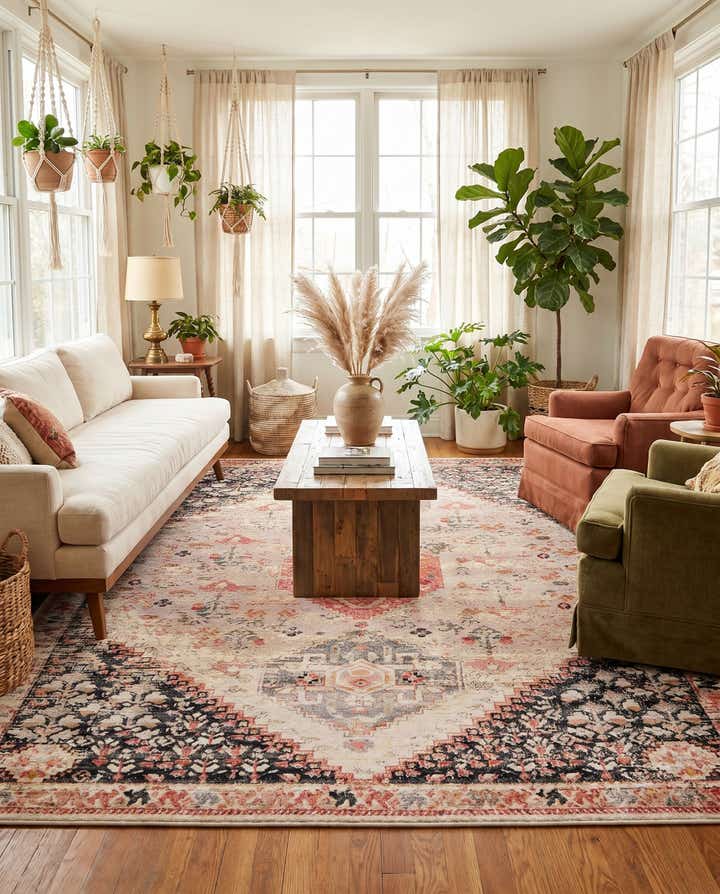 9' x 12' Easy-Clean Traditional Indoor / Outdoor Rug