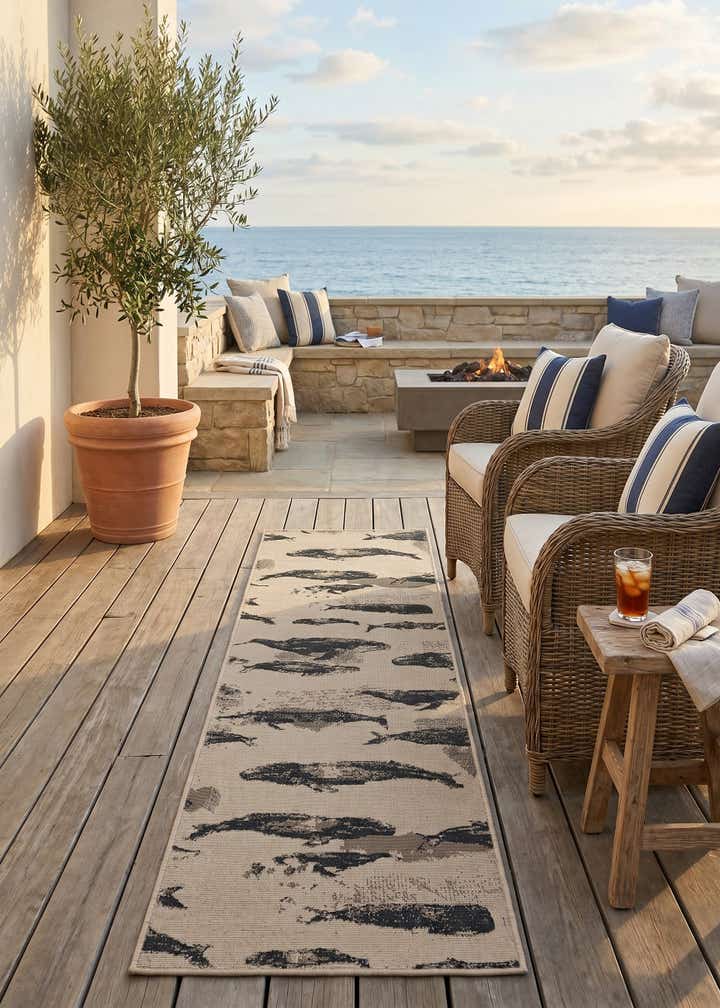 2' x 8' Easy-Clean Coastal Indoor / Outdoor Runner Rug