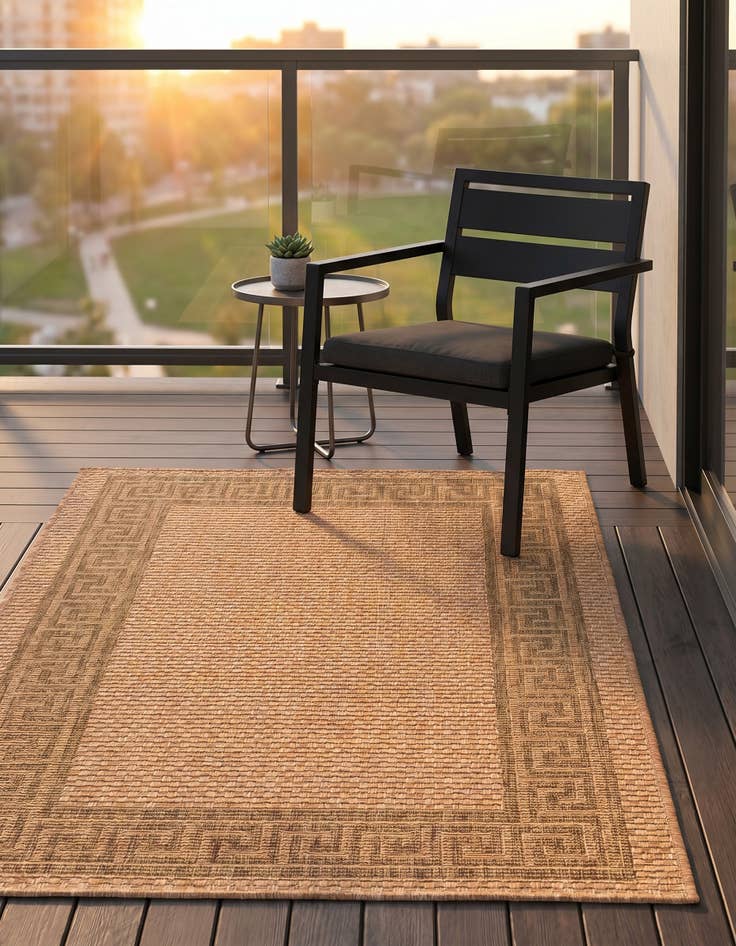 Detail image of 3' 3 x 5' Easy-Clean Border Indoor / Outdoor Rug