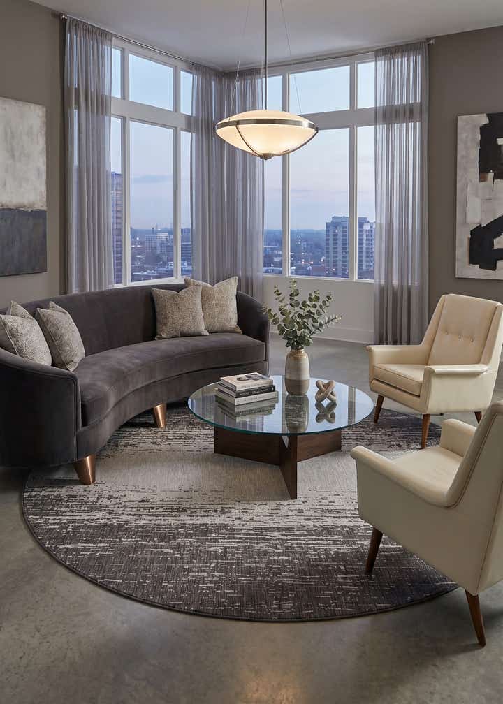 13' x 13' Easy-Clean Modern Indoor / Outdoor Round Rug