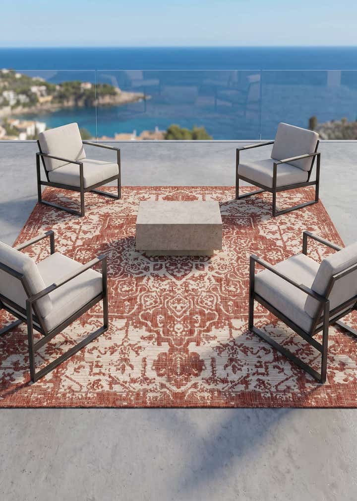 7' 10 x 7' 10 Easy-Clean Jill Zarin Dubai Indoor / Outdoor Square Rug