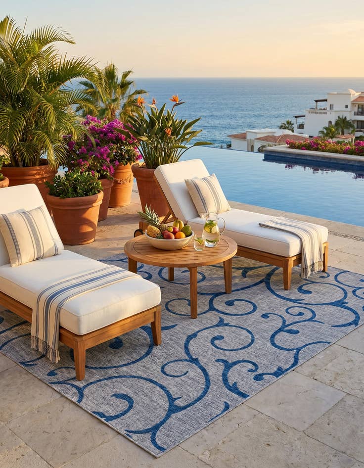 Detail image of 7' x 10' Easy-Clean Botanical Indoor / Outdoor Rug