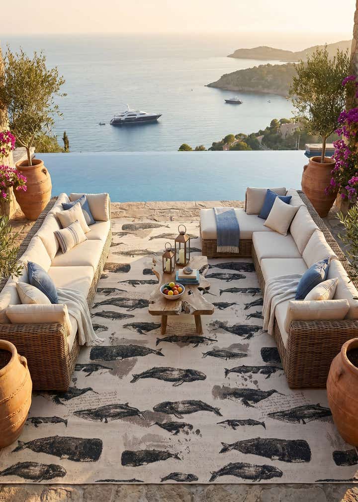 9' x 12' Easy-Clean Coastal Indoor / Outdoor Rug