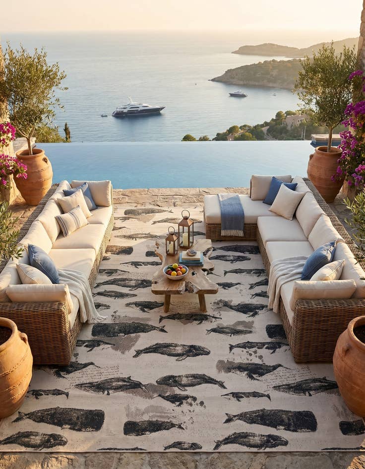 Detail image of 9' x 12' Easy-Clean Coastal Indoor / Outdoor Rug