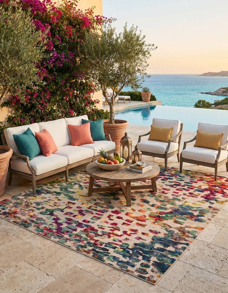 Detail image of 10' x 10' Easy-Clean Casablanca Indoor / Outdoor Square Rug