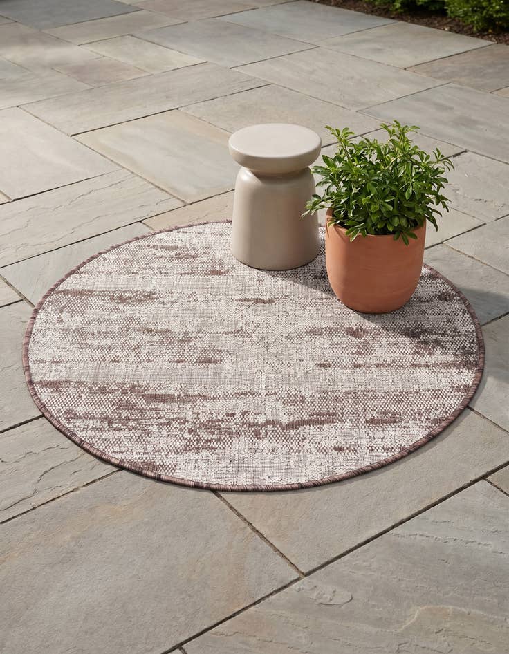 Detail image of 3' x 3' Easy-Clean Modern Indoor / Outdoor Round Rug
