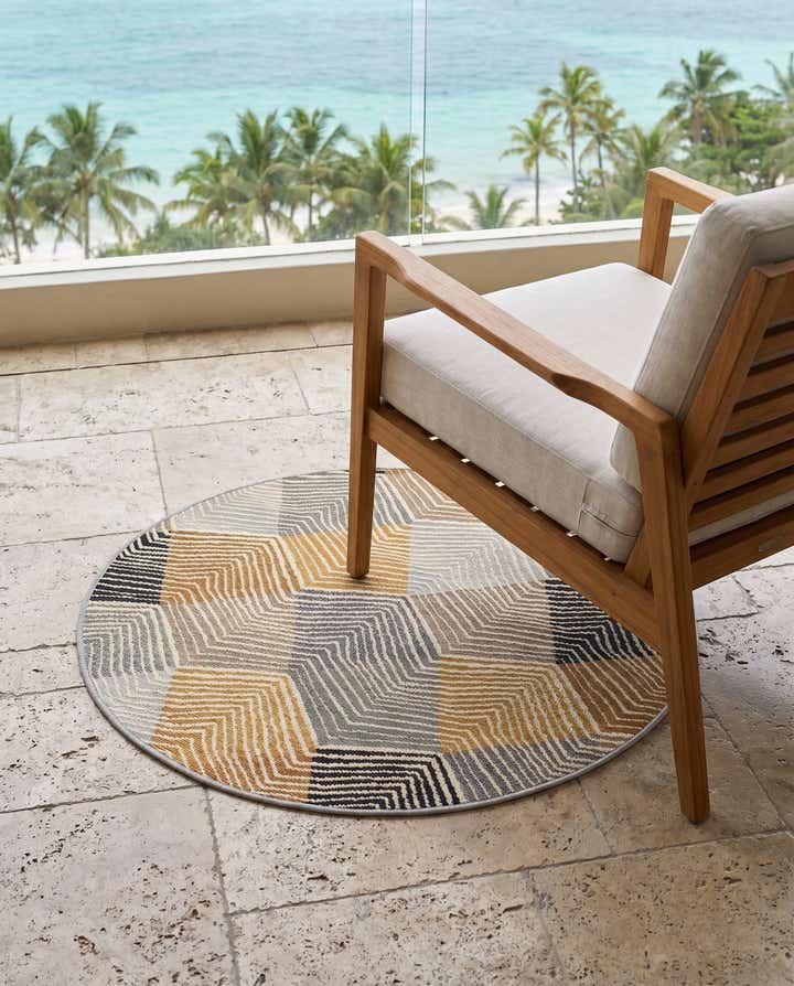 3' x 3' Easy-Clean Modern Indoor / Outdoor Round Rug