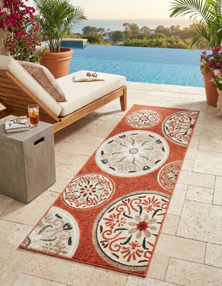 Detail image of 2' x 6' Easy-Clean Modern Indoor / Outdoor Runner Rug