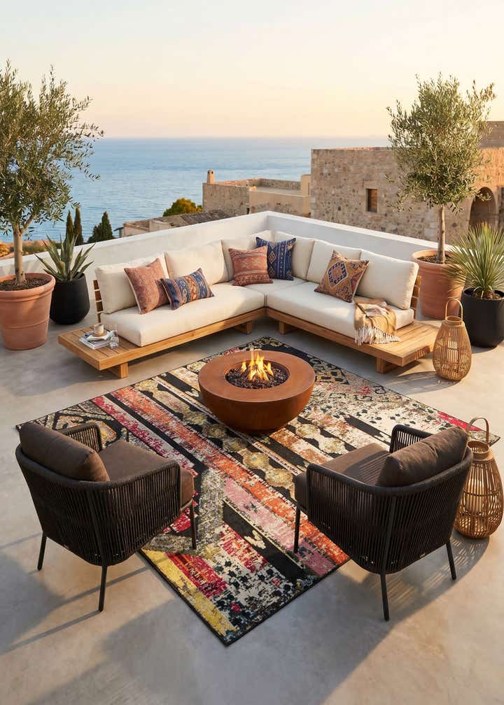 7' 10 x 7' 10 Easy-Clean Casablanca Indoor / Outdoor Square Rug
