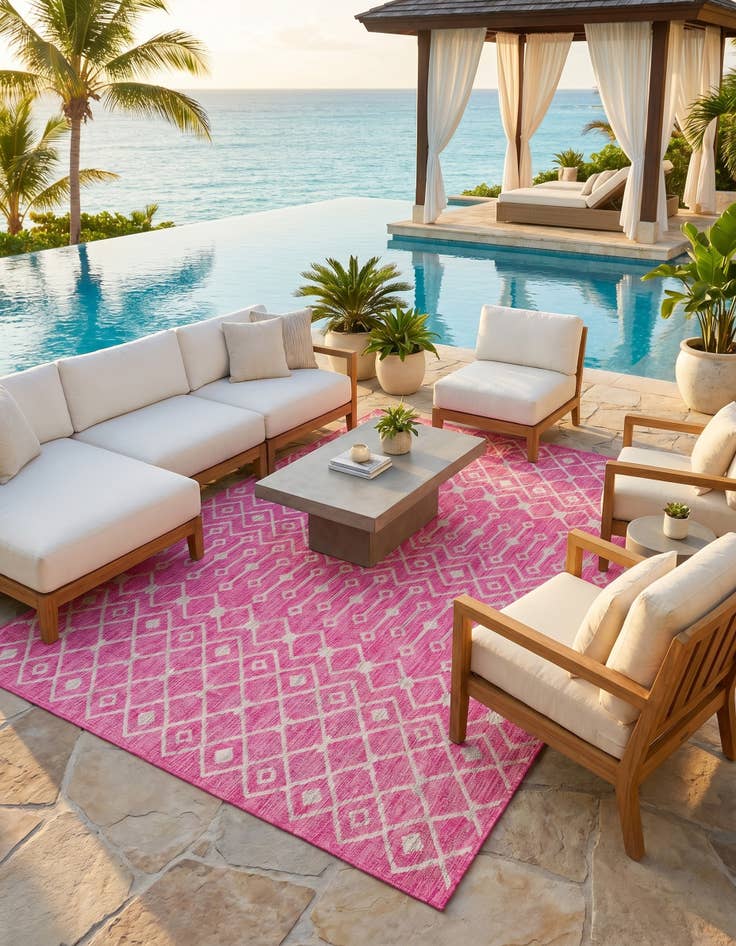 Detail image of 7' x 10' Easy-Clean Trellis Indoor / Outdoor Rug