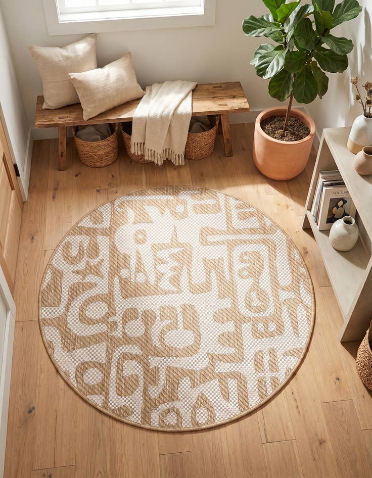 Detail image of 3' x 3' Easy-Clean Modern Indoor / Outdoor Round Rug