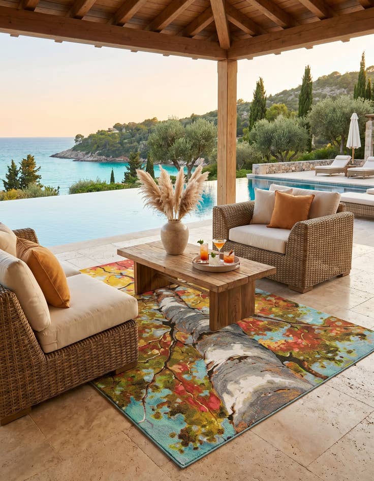 Detail image of 7' 10 x 10' Easy-Clean Botanical Indoor / Outdoor Rug