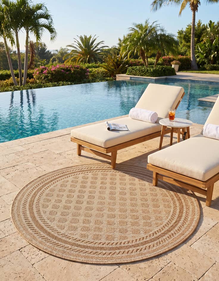 Detail image of 5' 1 x 5' 1 Easy-Clean Lattice Indoor / Outdoor Round Rug