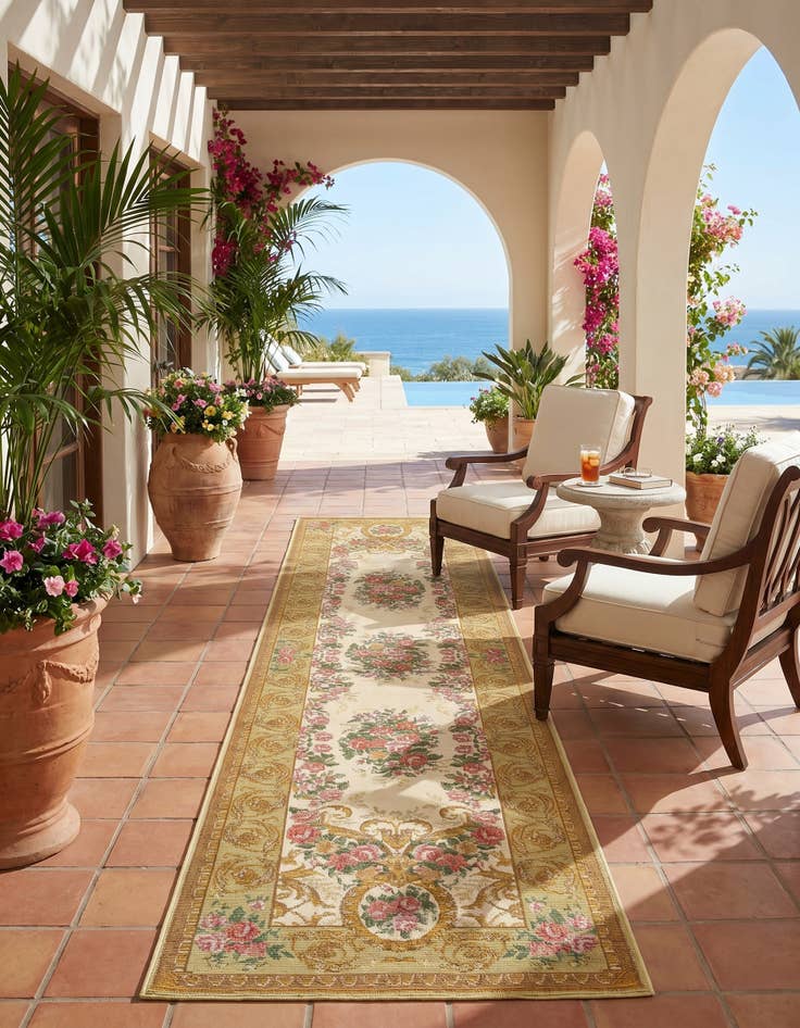 Detail image of 2' x 8' Easy-Clean Traditional Indoor / Outdoor Runner Rug