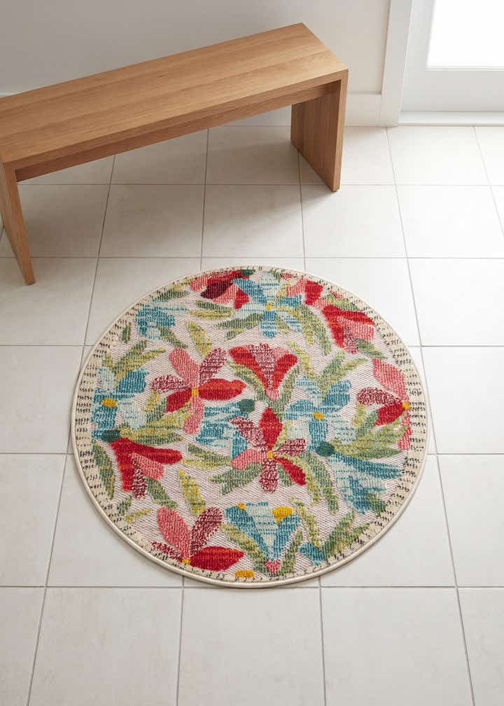 3' x 3' Easy-Clean Casablanca Indoor / Outdoor Round Rug