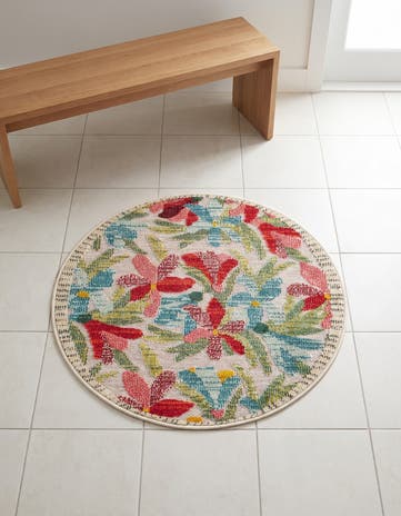 3' x 3' Easy-Clean Casablanca Indoor / Outdoor Round Rug