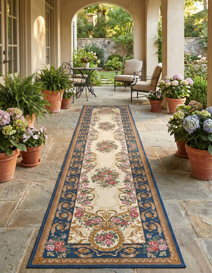 Detail image of 2' 7 x 12' Easy-Clean Traditional Indoor / Outdoor Runner Rug