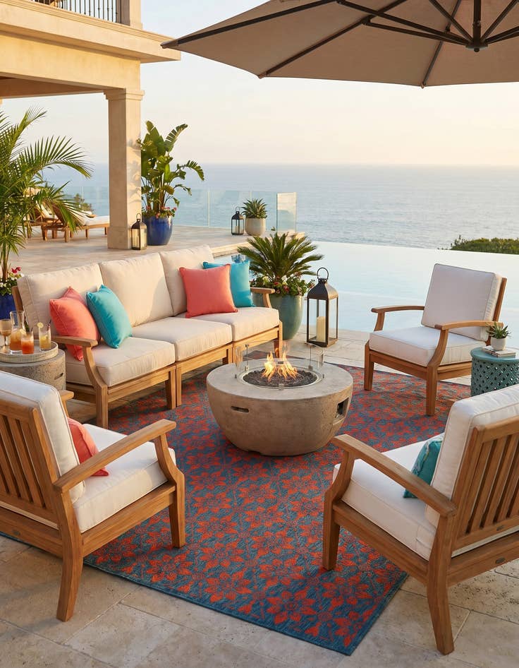 Detail image of 7' 10 x 10' Easy-Clean Lattice Indoor / Outdoor Rug