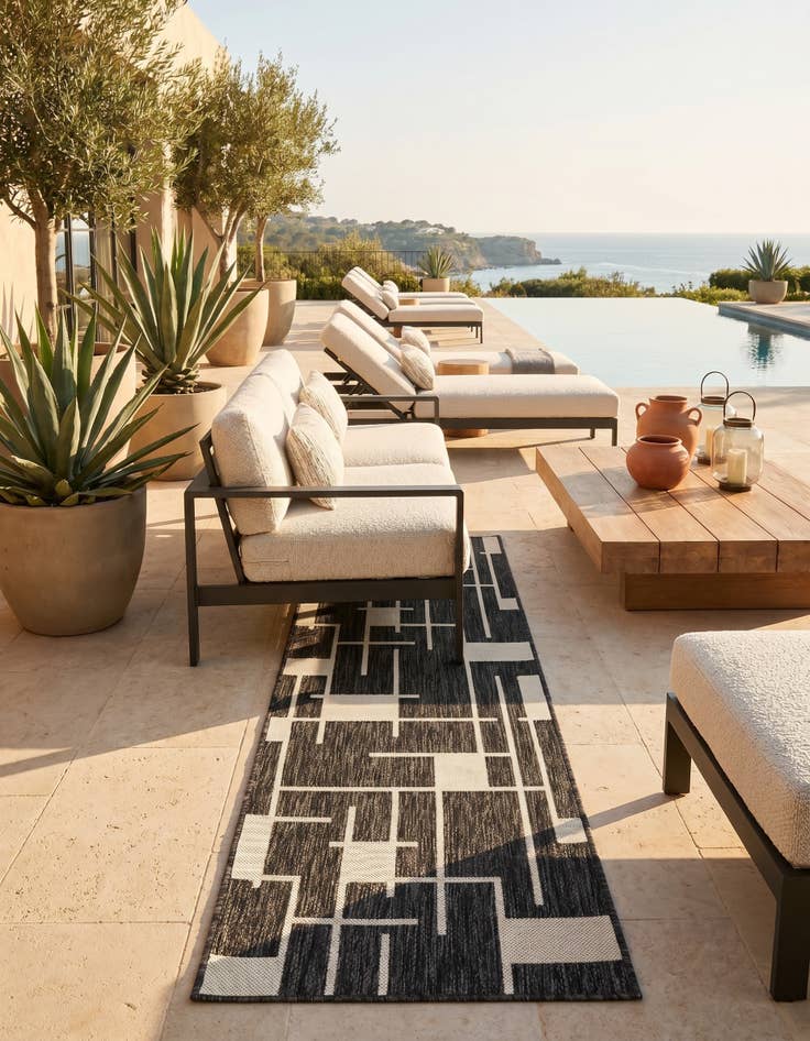 Detail image of 2' x 6' Easy-Clean Modern Indoor / Outdoor Runner Rug