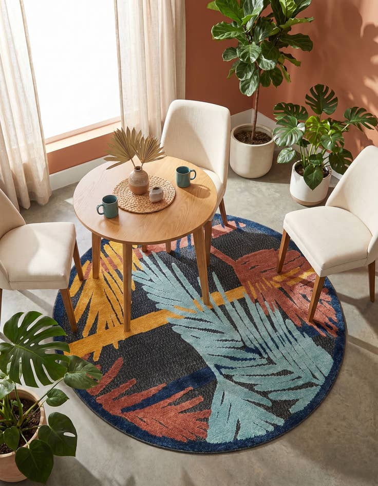 Detail image of 5' 3 x 5' 3 Easy-Clean Belize Indoor / Outdoor Round Rug