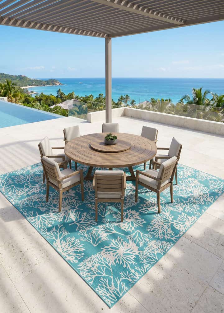 10' x 10' Easy-Clean Coastal Indoor / Outdoor Square Rug
