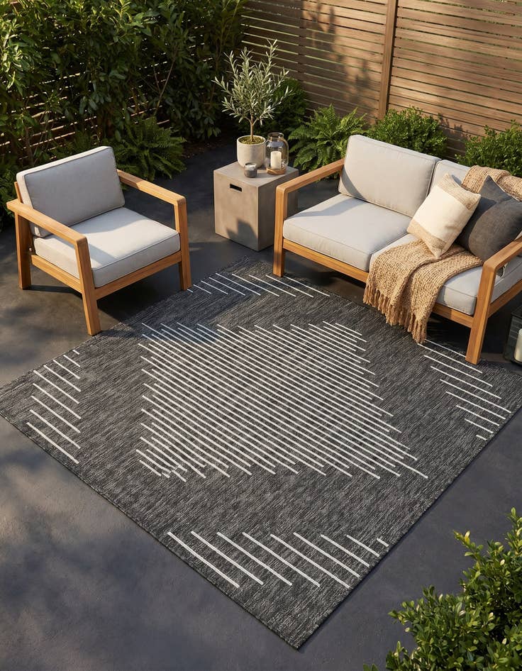 Detail image of 6' x 6' Easy-Clean Modern Indoor / Outdoor Square Rug