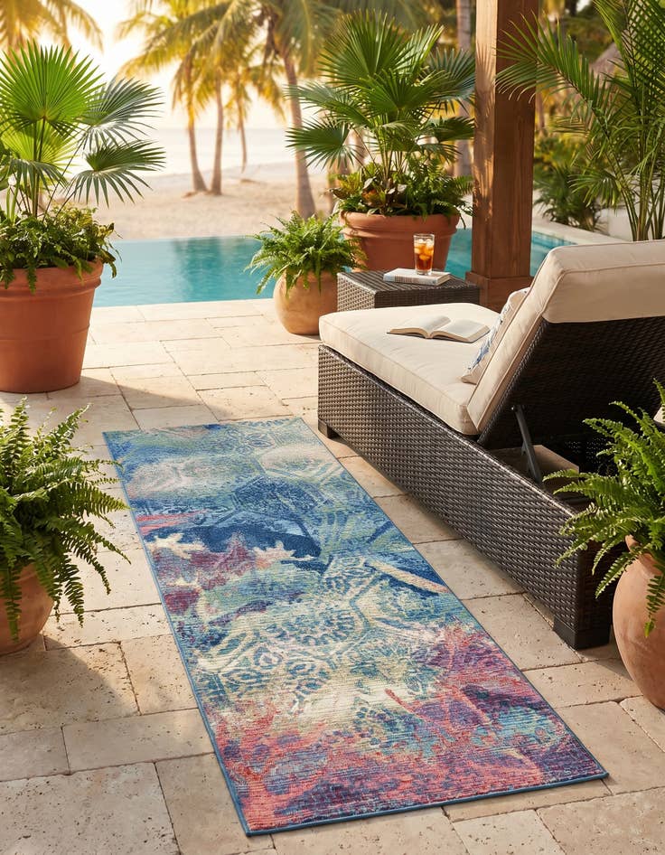 Detail image of 2' x 6' Easy-Clean Coastal Indoor / Outdoor Runner Rug
