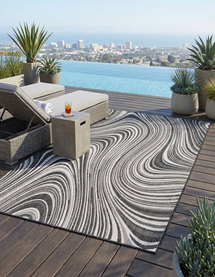 Detail image of 4' x 6' Easy-Clean Modern Indoor / Outdoor Rug