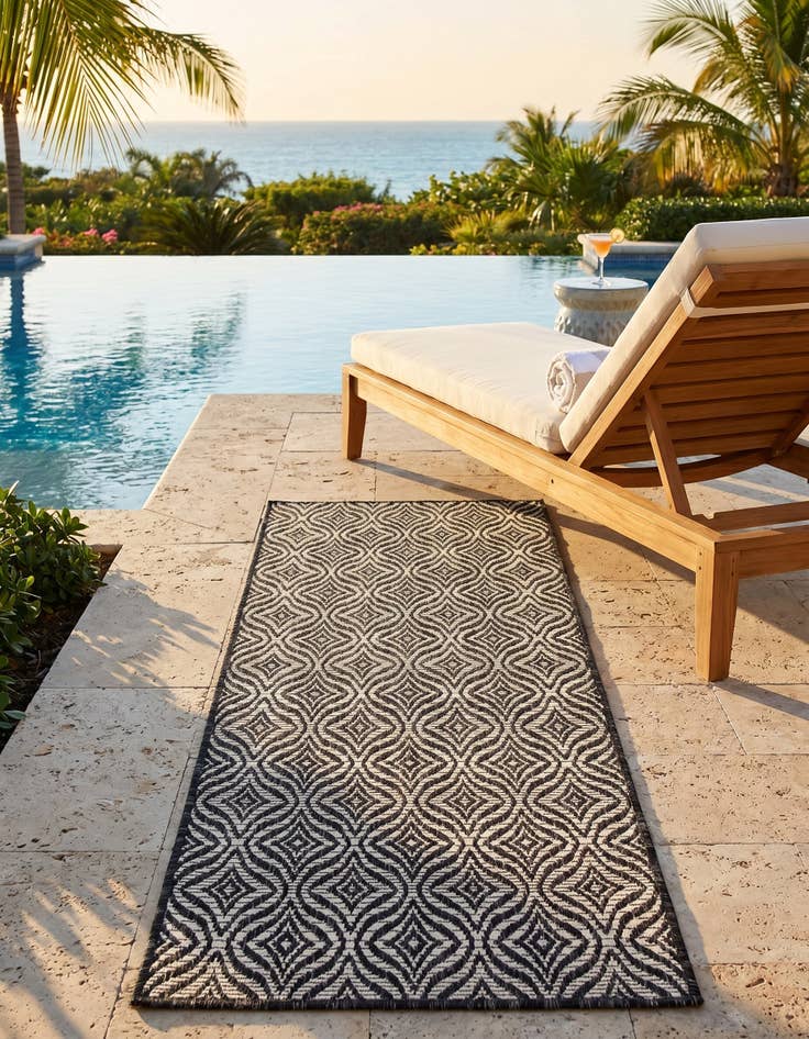 Detail image of 2' x 6' Easy-Clean Trellis Indoor / Outdoor Runner Rug