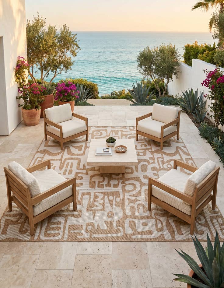Detail image of 7' 10 x 7' 10 Easy-Clean Modern Indoor / Outdoor Square Rug