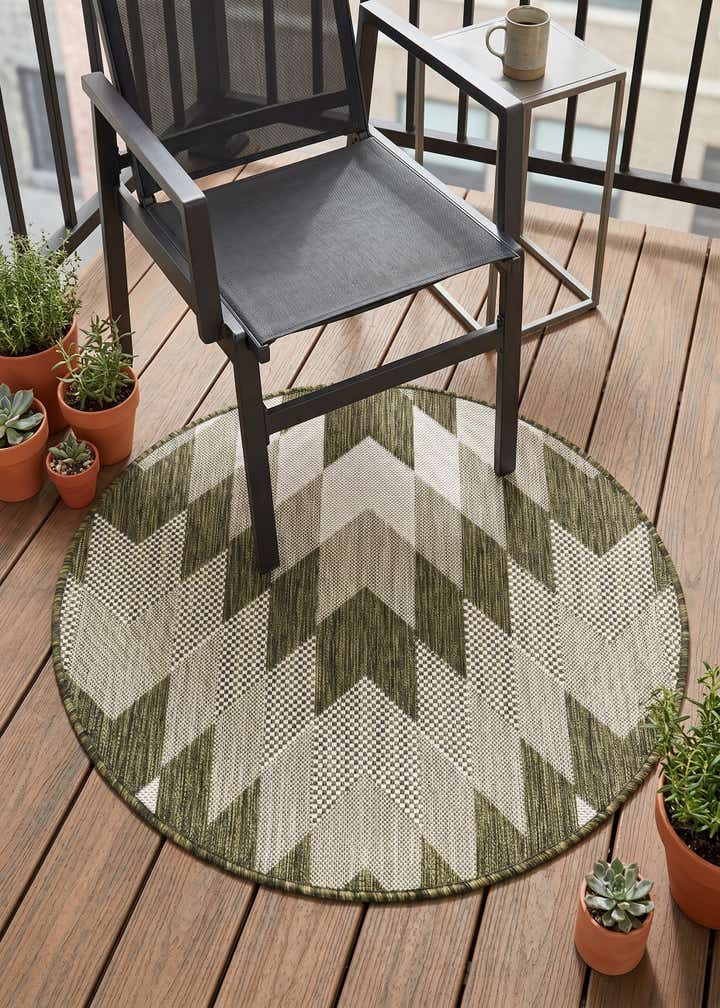 3' x 3' Easy-Clean Modern Indoor / Outdoor Round Rug