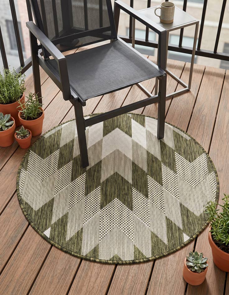 Detail image of 3' x 3' Easy-Clean Modern Indoor / Outdoor Round Rug