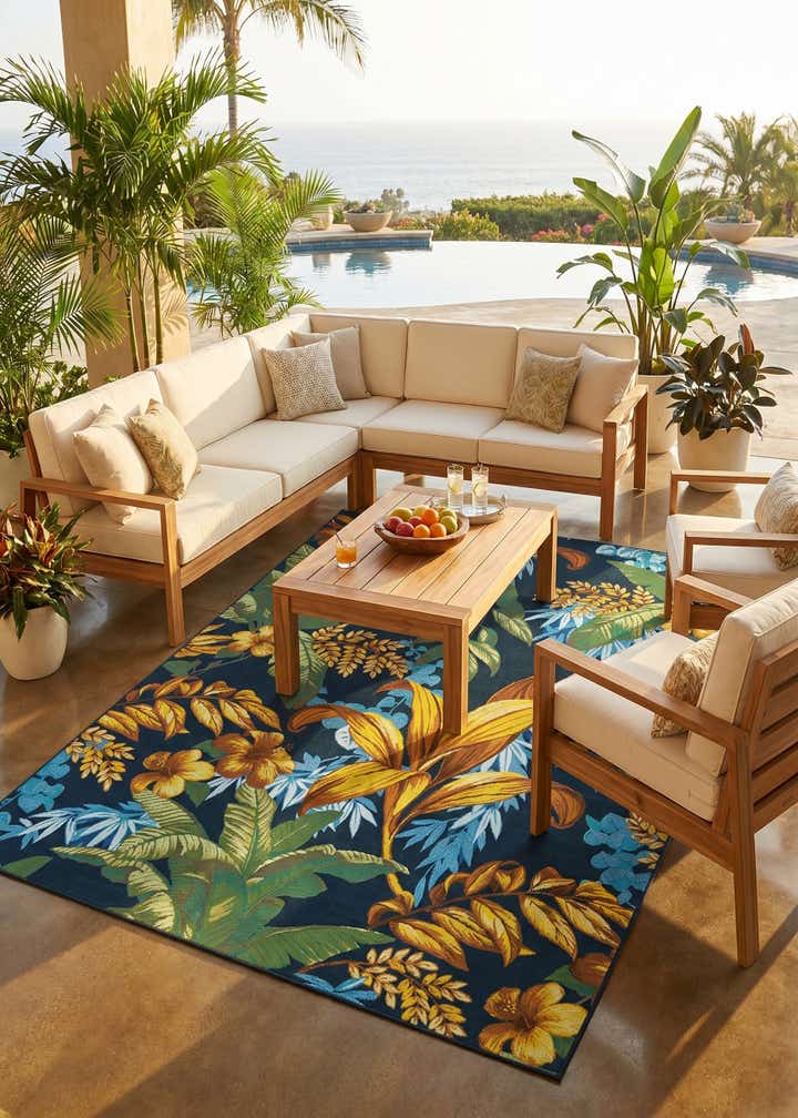 7' x 10' Easy-Clean Botanical Indoor / Outdoor Rug