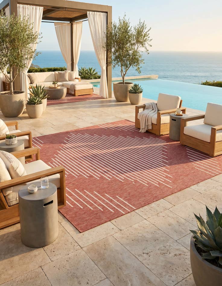 Detail image of 13' x 13' Easy-Clean Modern Indoor / Outdoor Square Rug