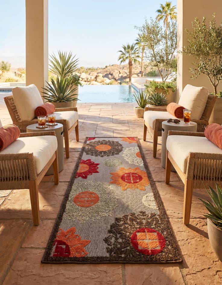 Detail image of 2' x 6' Easy-Clean Modern Indoor / Outdoor Runner Rug