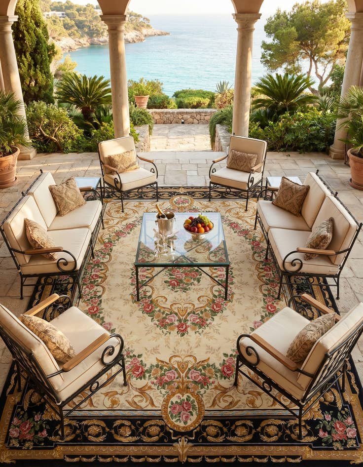 Detail image of 9' x 12' Easy-Clean Traditional Indoor / Outdoor Rug