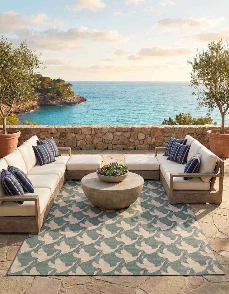 Detail image of 10' x 14' Easy-Clean Coastal Indoor / Outdoor Rug