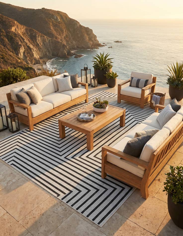 Detail image of 7' 10 x 10' Easy-Clean Modern Indoor / Outdoor Rug