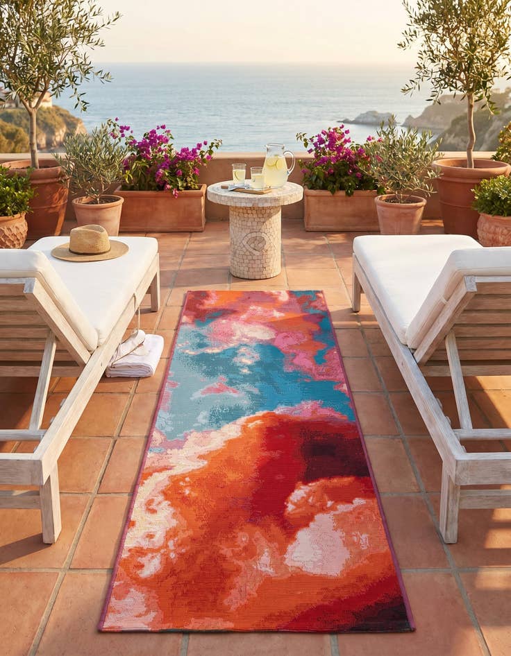 Detail image of 2' x 6' 1 Easy-Clean Modern Indoor / Outdoor Runner Rug